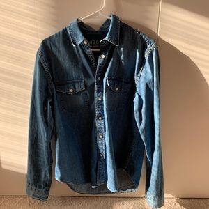 Vintage boyfriend button up jean shirt